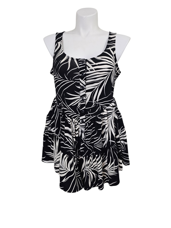 torrid Pants - Torrid Black and White Tropical Leaf Print Romper 00